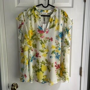 NEW! Calvin Klein Floral Blouse - 2X